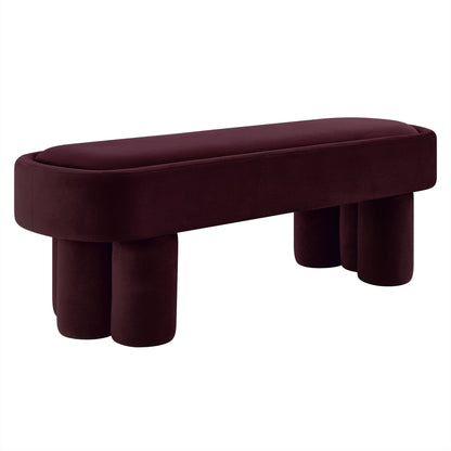 Mossi Oval Performance Velvet Accent Bench burgundy with plush upholstered seat HouseOfZazla on Tampa Home & Garden Store