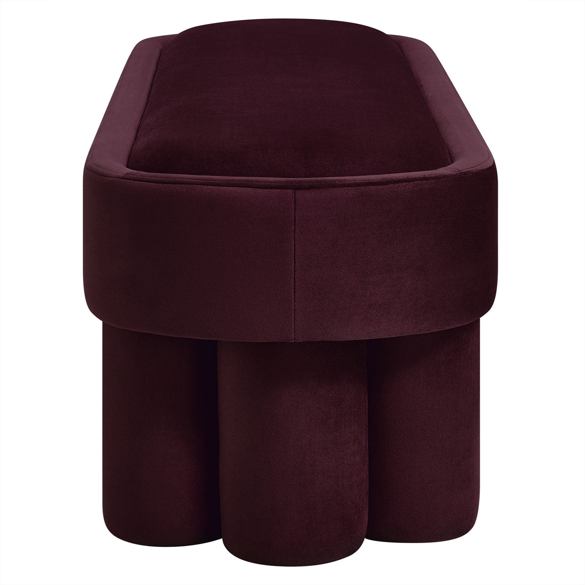 Mossi Oval Velvet Accent Bench by Modway in burgundy velvet with rounded edges on Tampa Home & Garden Store