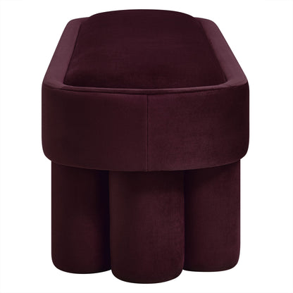 Mossi Oval Velvet Accent Bench by Modway in burgundy velvet with rounded edges on Tampa Home & Garden Store