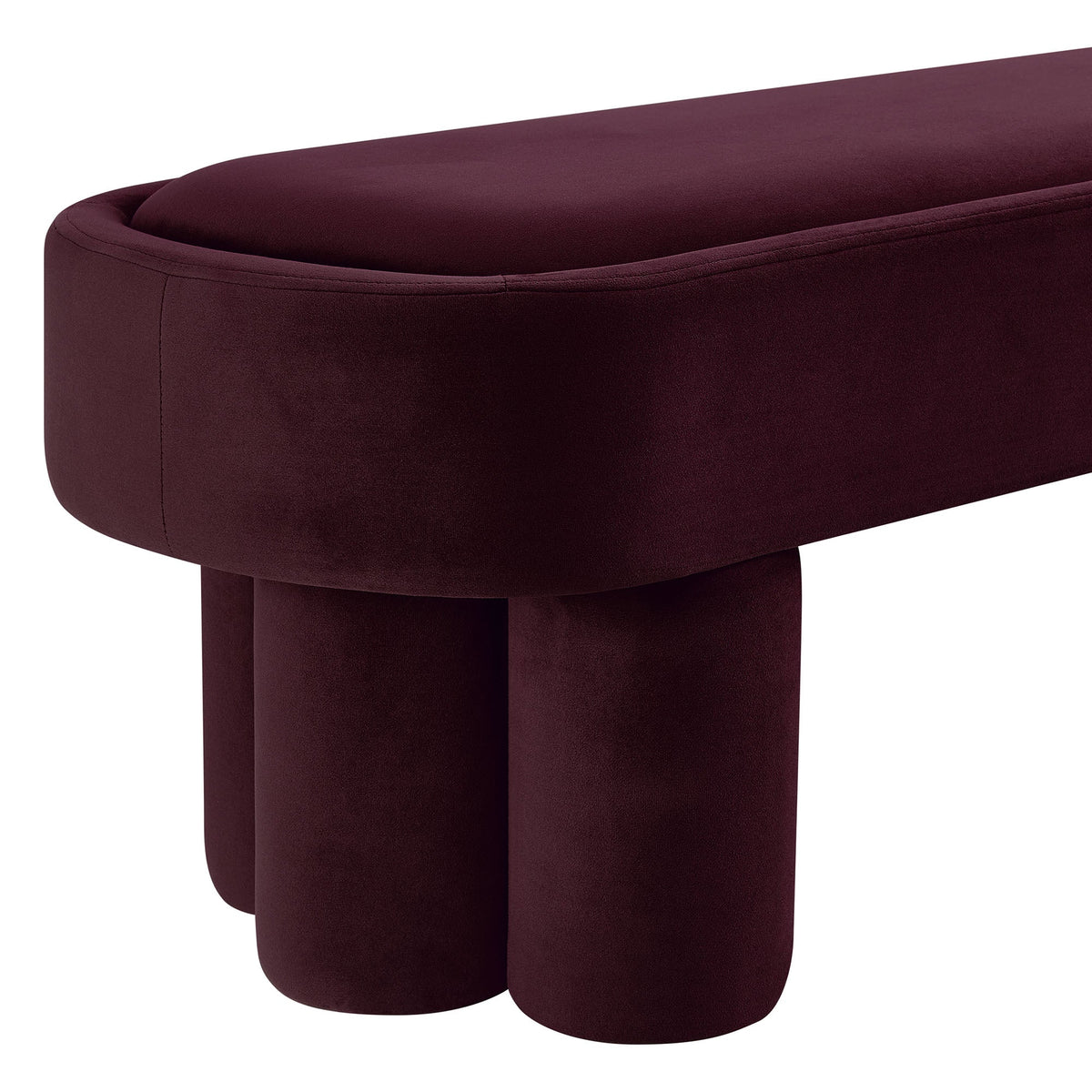 Mossi Oval Performance Velvet Accent Bench by Modway in deep burgundy velvet with rounded edges on Tampa Home & Garden Store