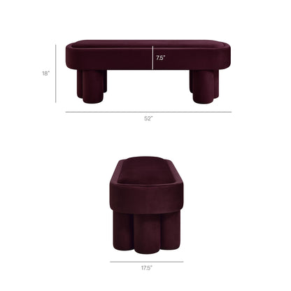 Mossi Oval Velvet Accent Bench burgundy velvet by Modway on Tampa Home & Garden Store