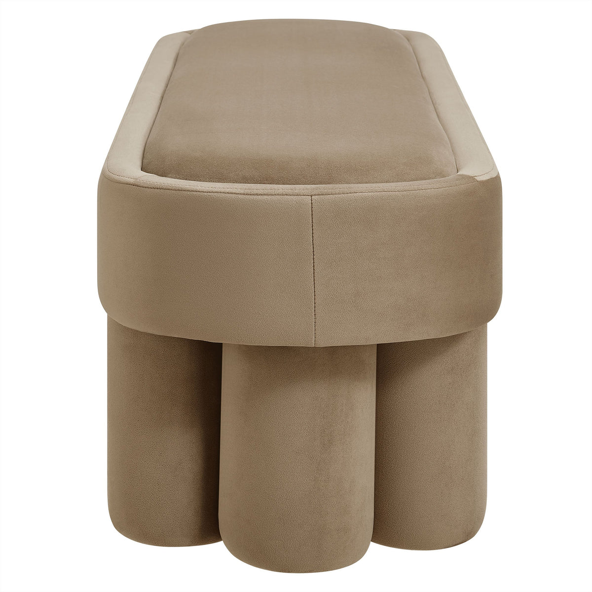 Mossi Oval Velvet Accent Bench by Modway, beige velvet ottoman with rounded pedestal legs on Tampa Home & Garden Store