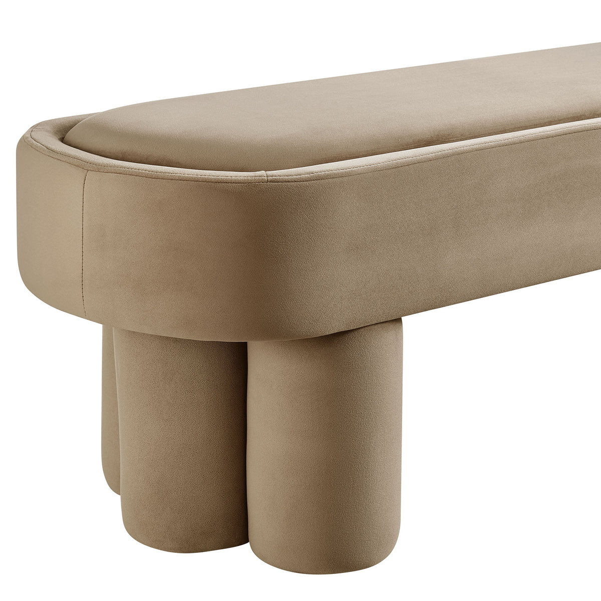 Mossi Oval Performance Velvet Accent Bench by Modway, beige velvet upholstery on Tampa Home & Garden Store