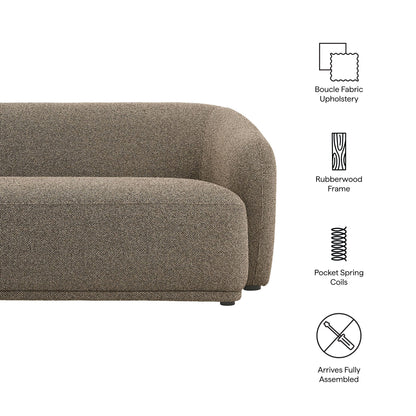 Monica 88 Inch Boucle Fabric Sofa by Modway in brown boucle with rounded arms on Tampa Home & Garden Store