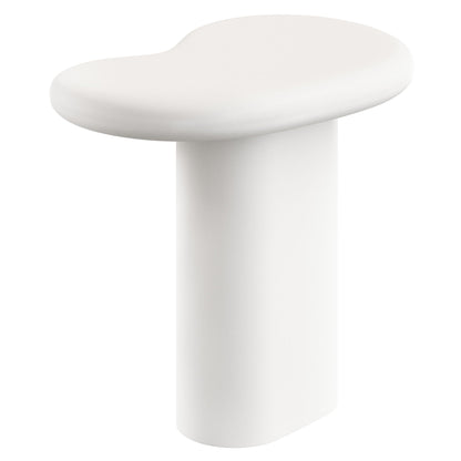 Elowen outdoor patio side table white kidney-shaped top on cylindrical base by Modway on Tampa Home & Garden Store