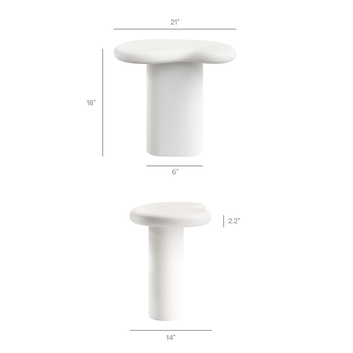 Elowen outdoor patio side table white pedestal base with rounded top HouseOfZazla on Tampa Home & Garden Store