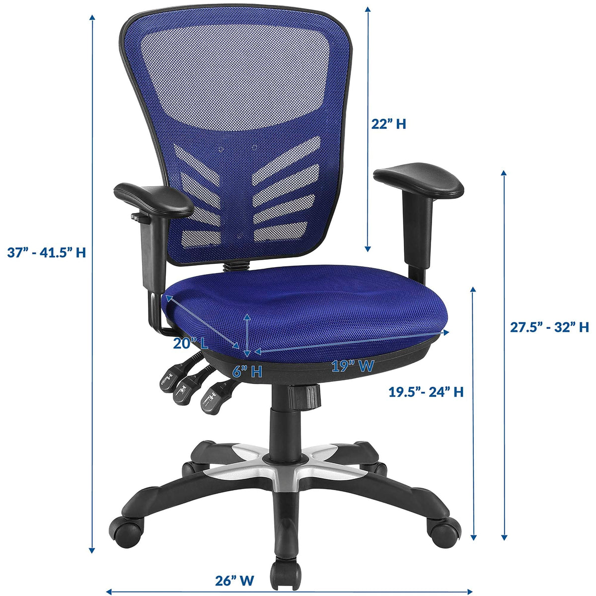 Articulate Mesh Office Chair by Modway, blue mesh back, black frame, adjustable arms, height adjustable HouseOfZazla on Tampa Home & Garden Store