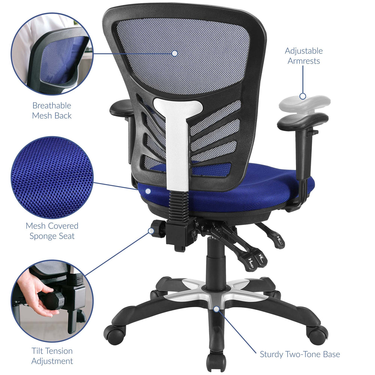 Articulate Mesh Office Chair by Modway blue mesh back and seat with black frame on Tampa Home & Garden Store