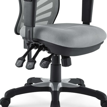 Articulate Mesh Office Chair with grey mesh seat and black frame, adjustable arms on Tampa Home & Garden Store