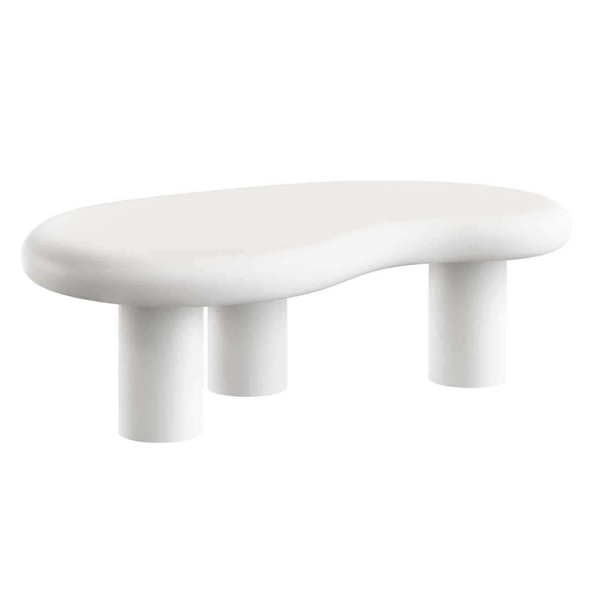 Elowen outdoor patio coffee table white round top with chunky cylindrical pedestal legs on Tampa Home & Garden Store