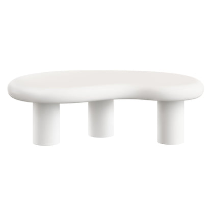 Elowen outdoor round white coffee table with chunky cylindrical legs on Tampa Home & Garden Store