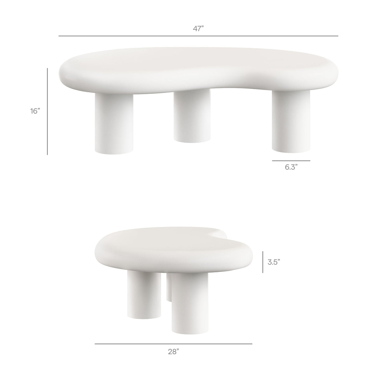 Elowen outdoor patio coffee table with white curved oval top and three chunky legs by Modway on Tampa Home & Garden Store