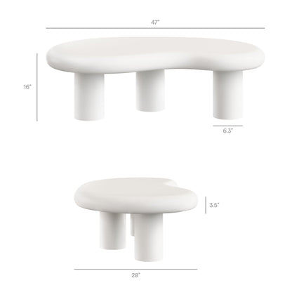 Elowen outdoor patio coffee table with white curved oval top and three chunky legs by Modway on Tampa Home & Garden Store