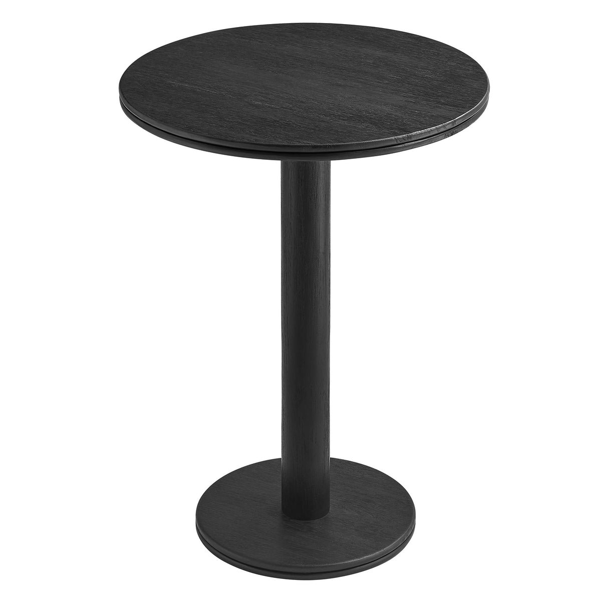 Neo 31-Inch Round Indoor-Outdoor Wood Bar Table black wood finish with pedestal base on Tampa Home & Garden Store