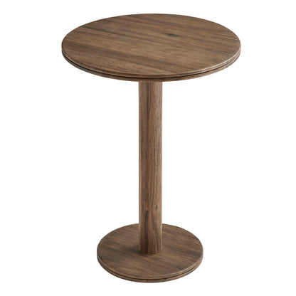 Neo 3-Piece Round Indoor-Outdoor Patio Wood Bar Table and Stool Set with warm brown wood grain on Tampa Home & Garden Store