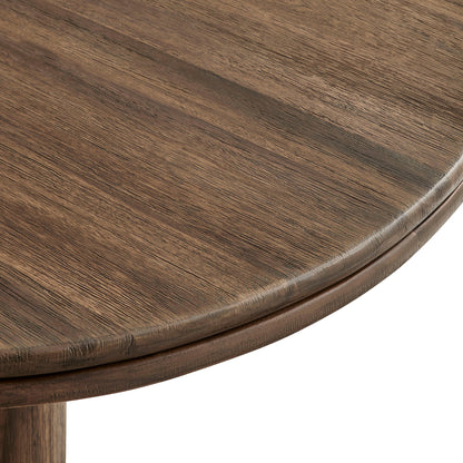 Neo 31 inch round indoor outdoor wood bar table by Modway, close-up brown wood grain edge on Tampa Home & Garden Store