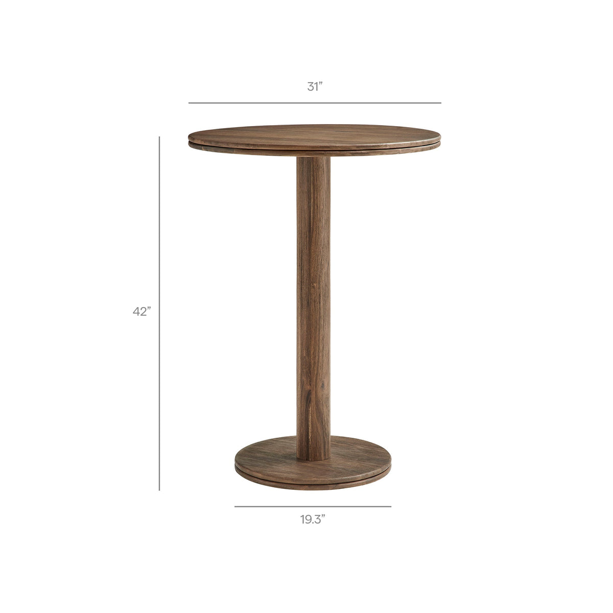 Neo 31 in round indoor-outdoor wood bar table with pedestal base by Modway on Tampa Home & Garden Store