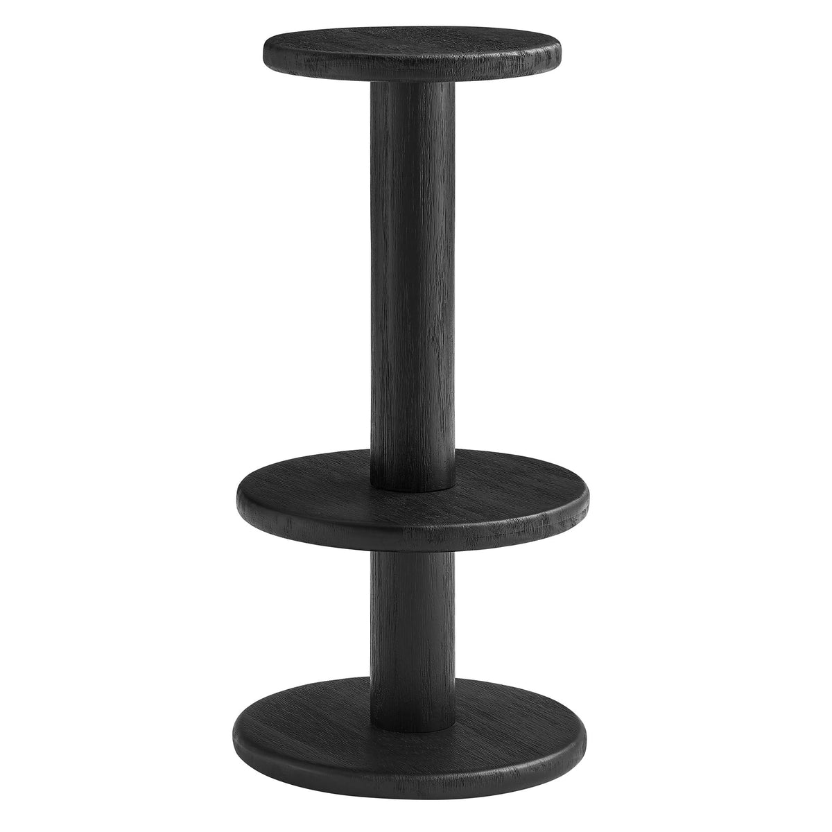 Neo 15 Inch Round Indoor-Outdoor Patio Wood Bar Stool by Modway, black woodgrain pedestal base on Tampa Home & Garden Store