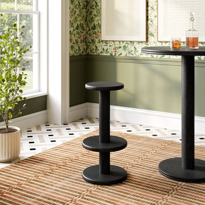 Neo 15-in round indoor/outdoor wood bar stools by Modway, black pedestal bases, 2 stools on Tampa Home & Garden Store