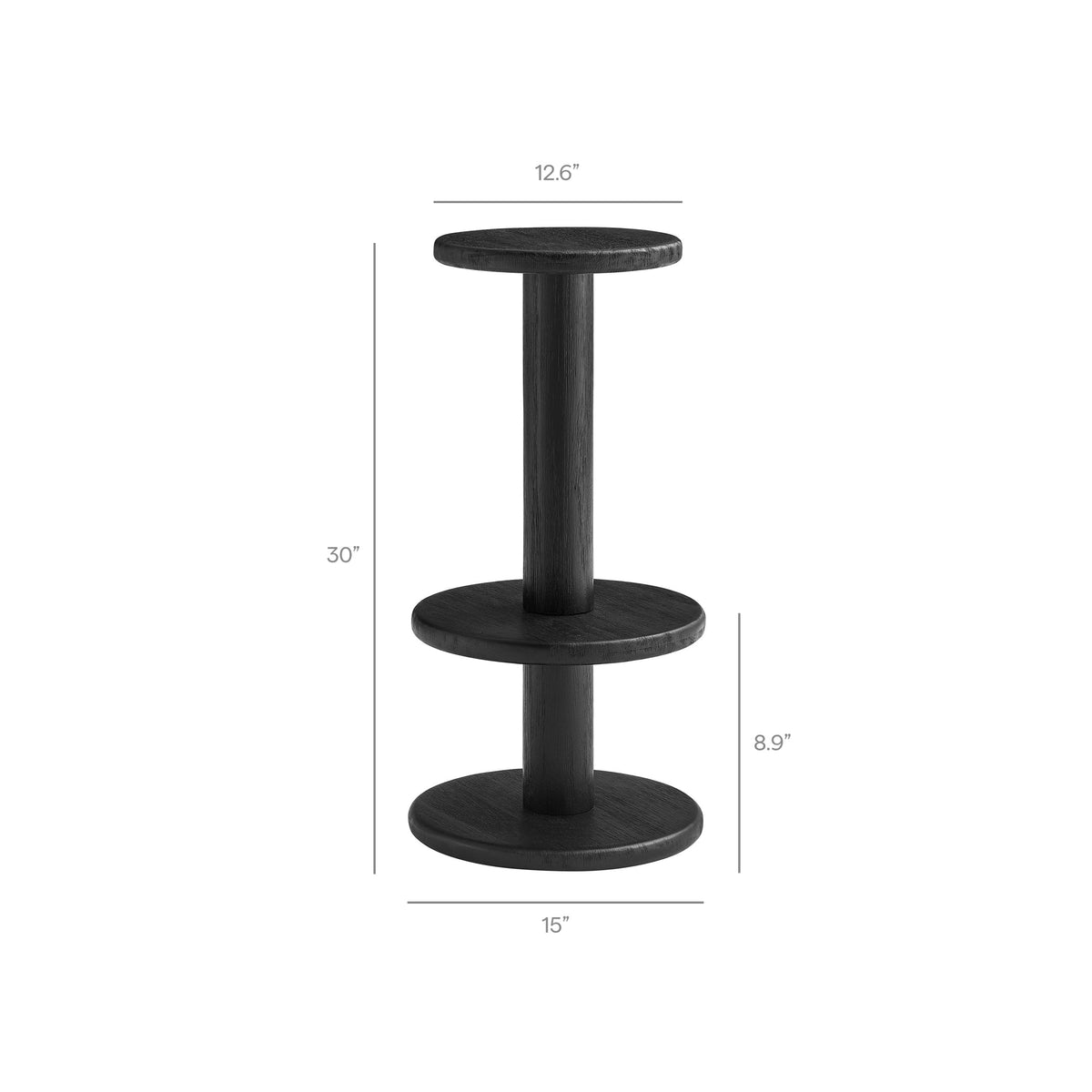 Neo 15-inch round black wood bar stool with pedestal base for indoor/outdoor use by HouseOfZazla on Tampa Home & Garden Store