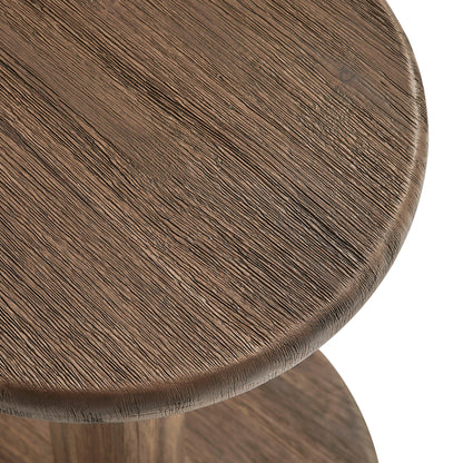 Neo 15in round wood bar stool seat in dark brown finish for indoor outdoor use on Tampa Home & Garden Store