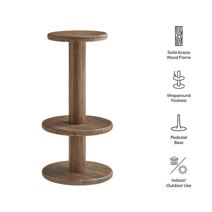 Modway Neo 15in round wood bar stool with solid acacia pedestal base on Tampa Home & Garden Store
