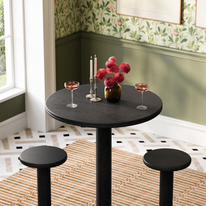 Neo 3-Piece Round Indoor-Outdoor Wood Bar Table and Stool Set, black, three stools, Modway on Tampa Home & Garden Store
