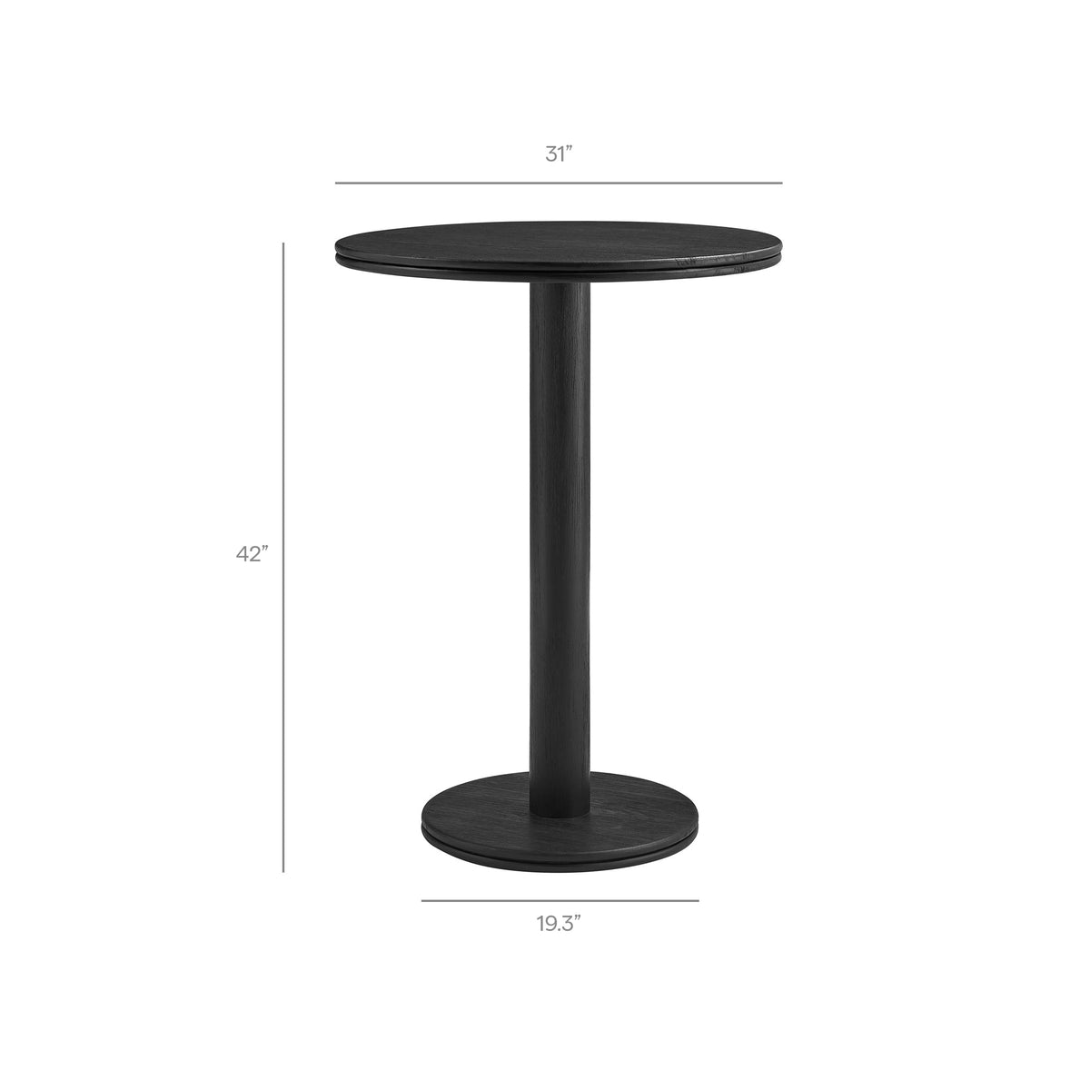 Neo 3-Piece round indoor-outdoor wood bar table and stool set in black by Modway on Tampa Home & Garden Store
