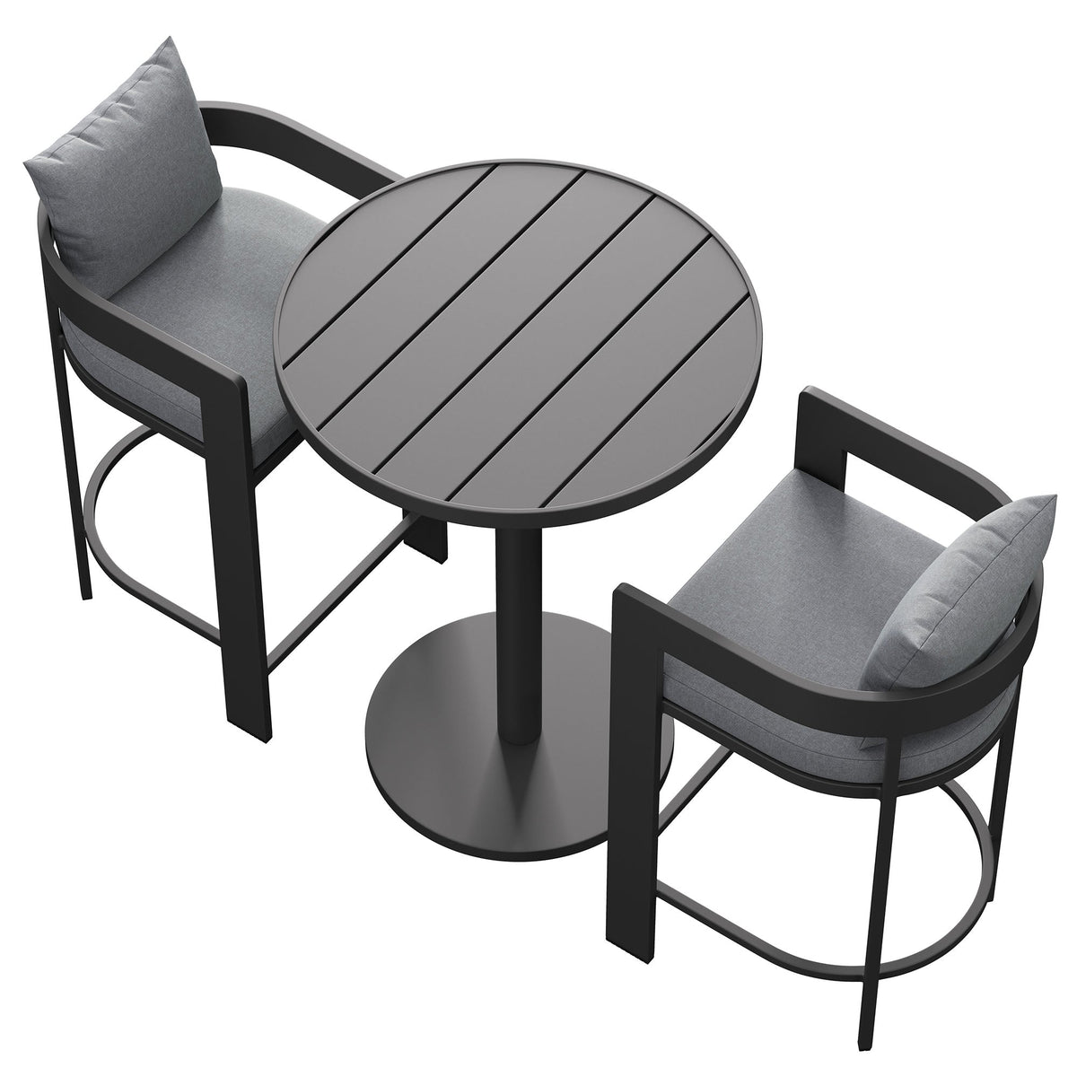 Tahoe 3-Piece outdoor patio aluminum bar set with round table and cushioned chairs by Modway on Tampa Home & Garden Store