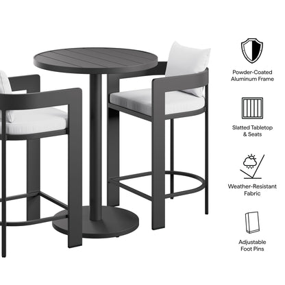 Tahoe 3-Piece Outdoor Patio Bar Set by Modway, round table with powder-coated aluminum frame and cushions on Tampa Home & Garden Store