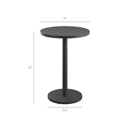 Tahoe 3-Piece Outdoor Patio Aluminum Bar Set round black table with slatted top Modway on Tampa Home & Garden Store