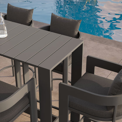 Tahoe 5 Piece Outdoor Patio and Bar Table Set