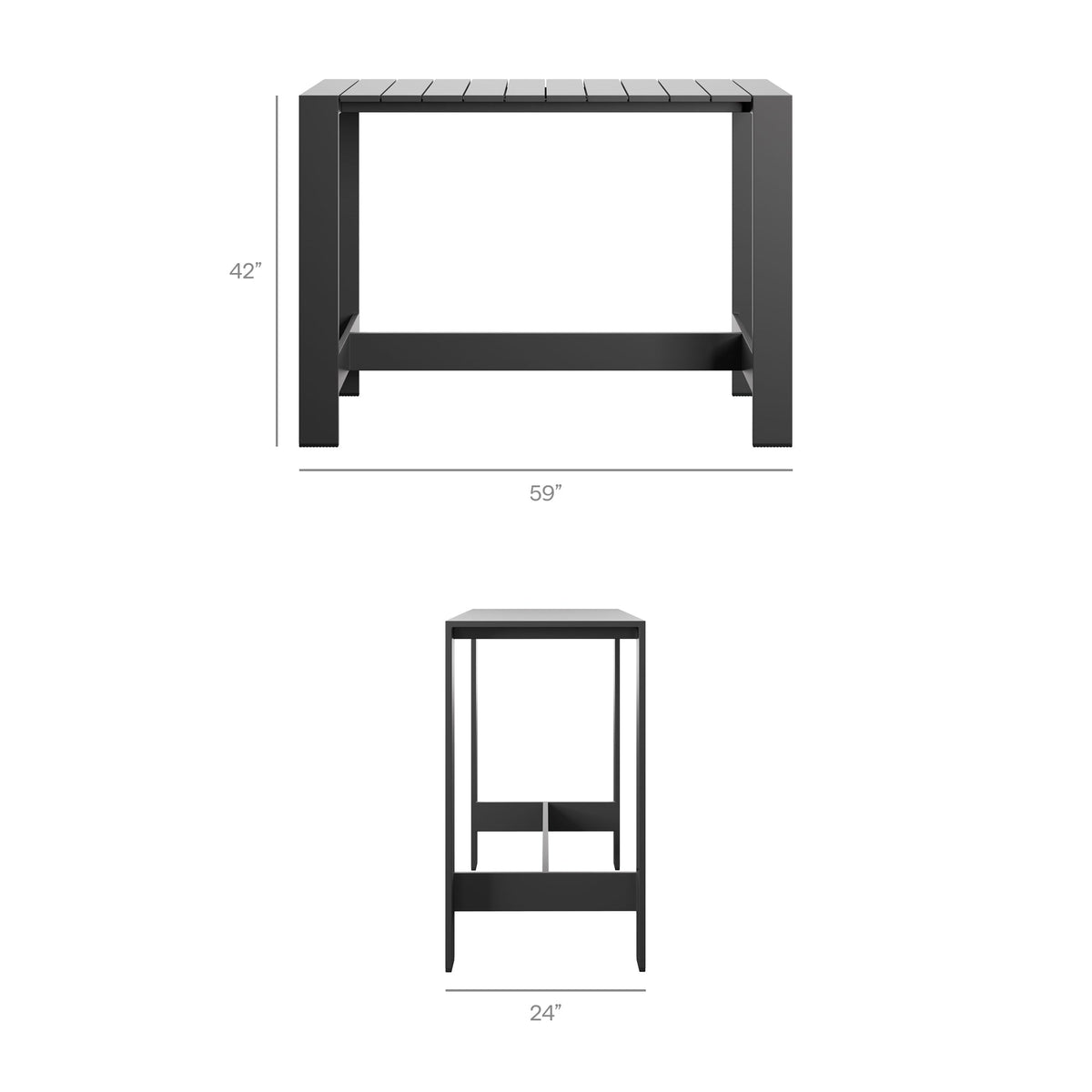 Tahoe 5-Piece Outdoor Patio Bar Table Set black metal frame with slatted top by Modway on Tampa Home & Garden Store