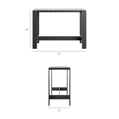 Tahoe 5-Piece outdoor bar table set by Modway, dark gray metal frame with slatted top on Tampa Home & Garden Store