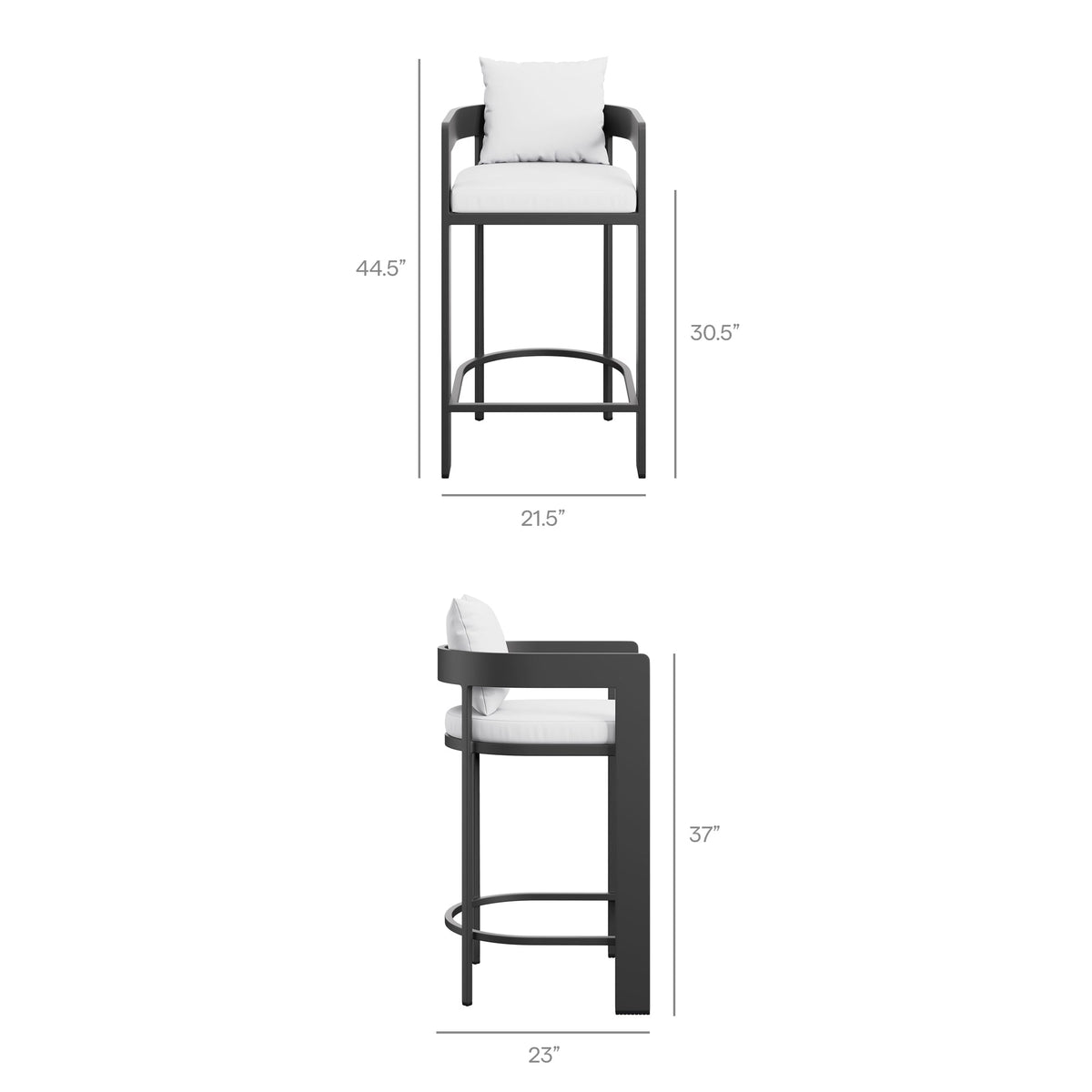 Tahoe 5-Piece Outdoor Patio Bar Table Set dark gray metal frame with white cushions by Modway on Tampa Home & Garden Store
