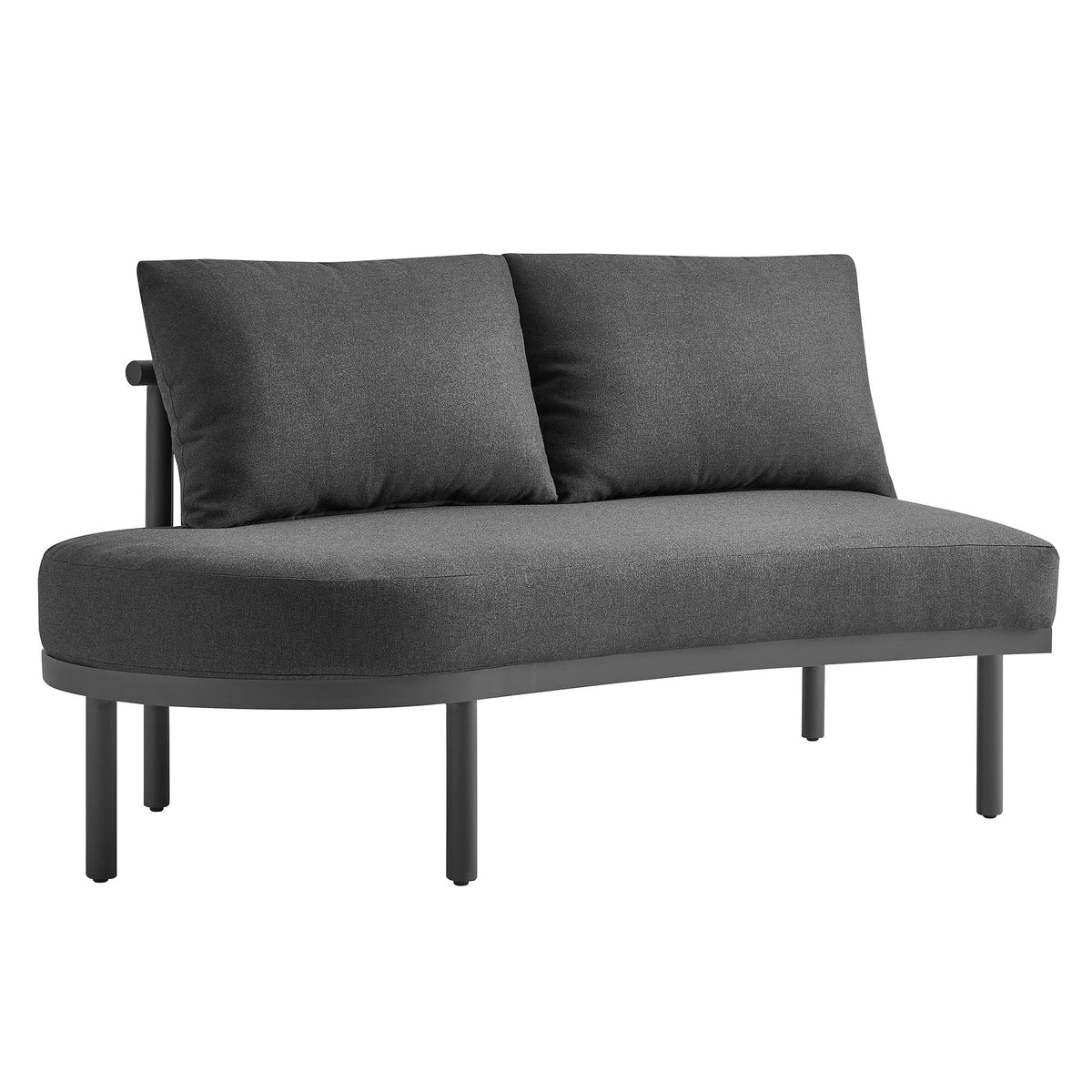 Porta 4 Piece Outdoor Aluminum Modular Sofa Set with charcoal cushions and metal frame on Tampa Home & Garden Store