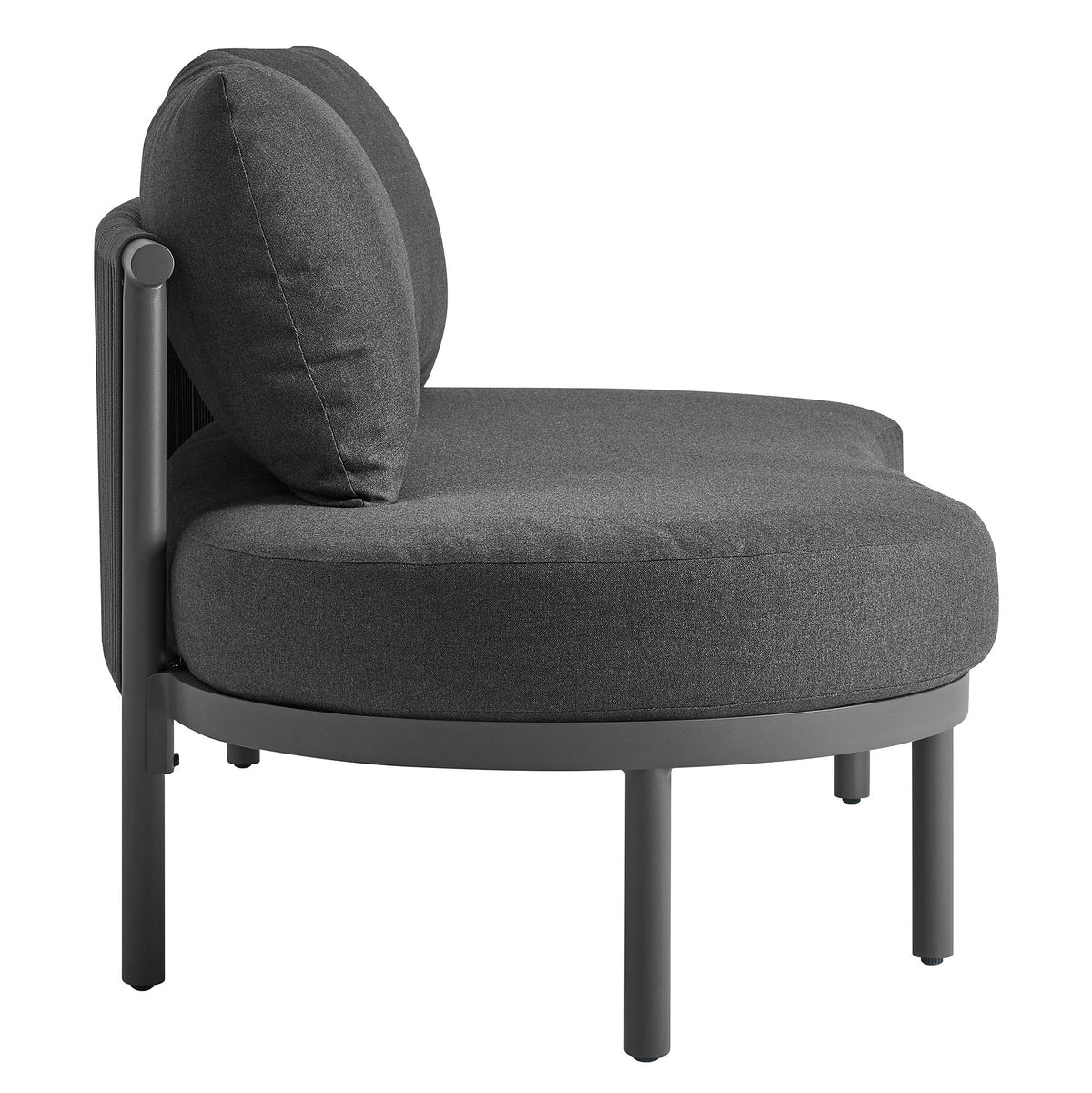 Porta 3 Piece Outdoor Patio Aluminum Modular Sofa by Modway with charcoal cushions and frame on Tampa Home & Garden Store