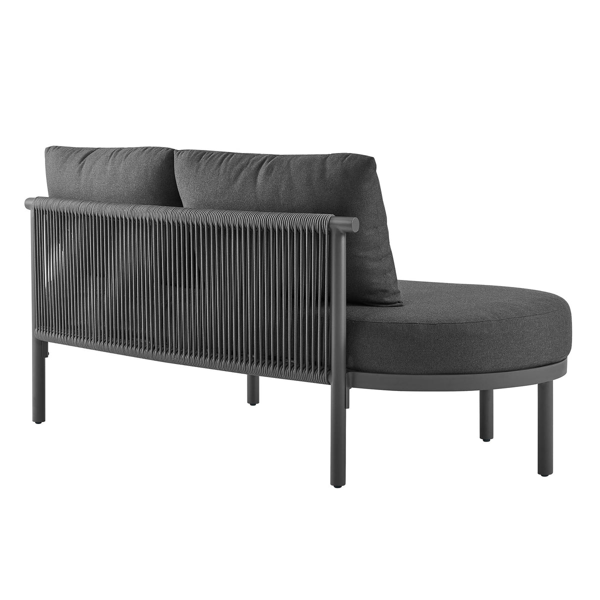 Porta left-arm facing aluminum modular sofa with black rope back HouseOfZazla on Tampa Home & Garden Store