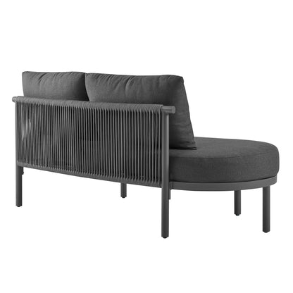 Porta left-arm facing aluminum modular sofa with black rope back HouseOfZazla on Tampa Home & Garden Store