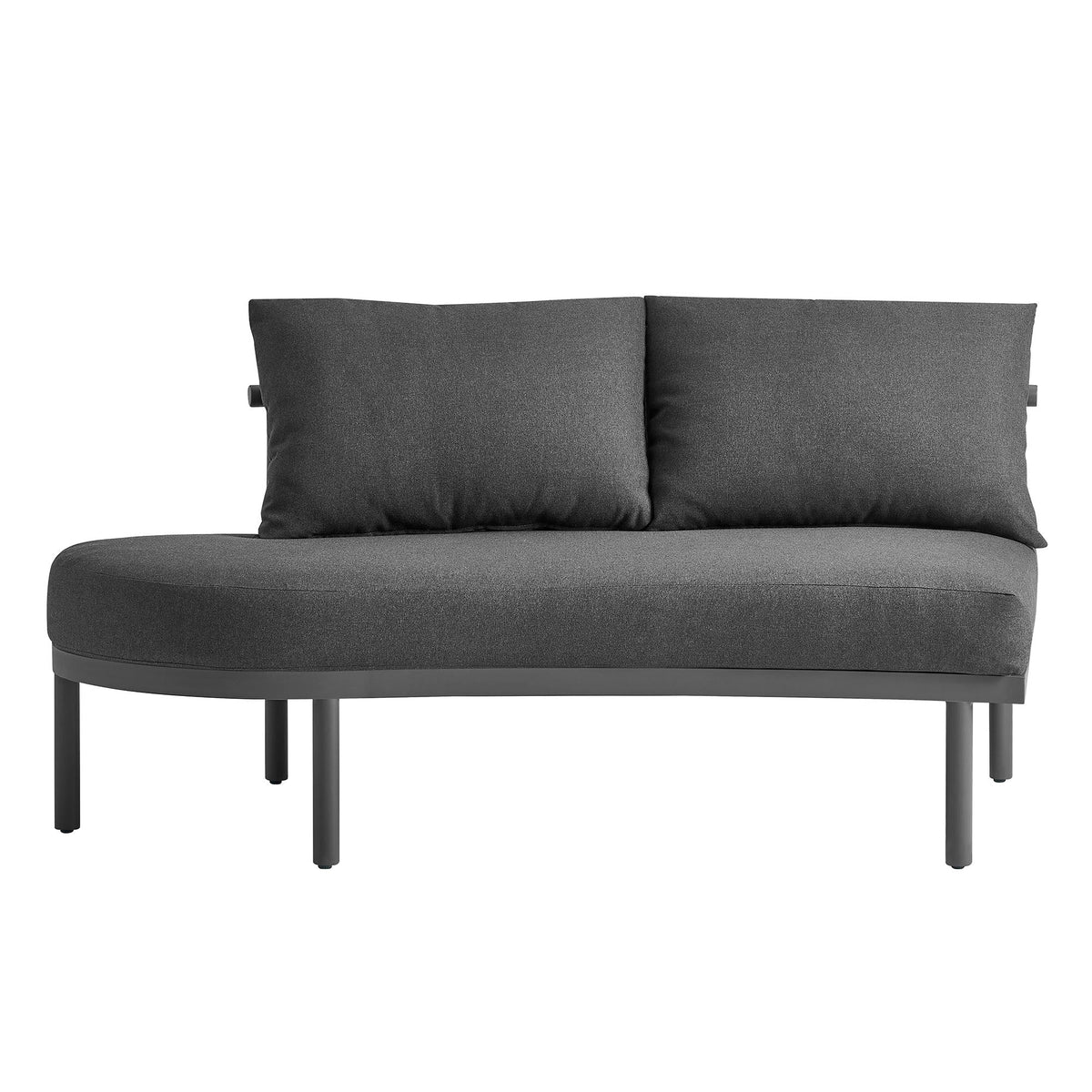 Porta left-arm facing outdoor patio modular sofa with charcoal cushions and aluminum frame on Tampa Home & Garden Store