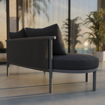 Porta left-arm facing patio sofa module with charcoal cushions and aluminum frame by Modway on Tampa Home & Garden Store