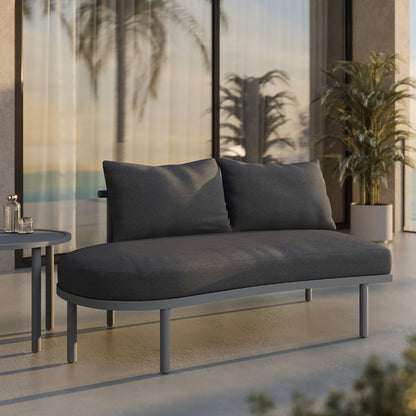 Porta left-arm facing outdoor aluminum modular sofa by Modway with dark gray cushions on Tampa Home & Garden Store