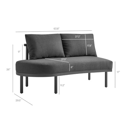 Porta 4 Piece Outdoor Aluminum Modular Sofa Set by Modway, dark gray cushions on Tampa Home & Garden Store