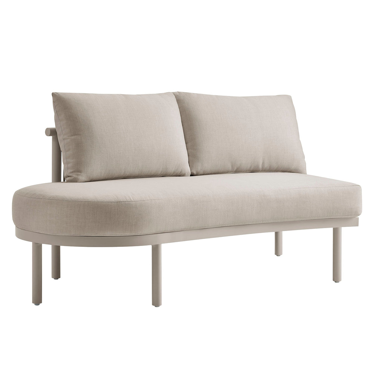 Porta left-arm facing outdoor patio modular sofa with aluminum frame and beige cushions on Tampa Home & Garden Store