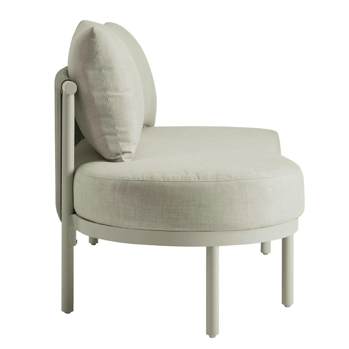 Porta left-arm outdoor modular sofa by Modway with beige cushions and aluminum frame on Tampa Home & Garden Store