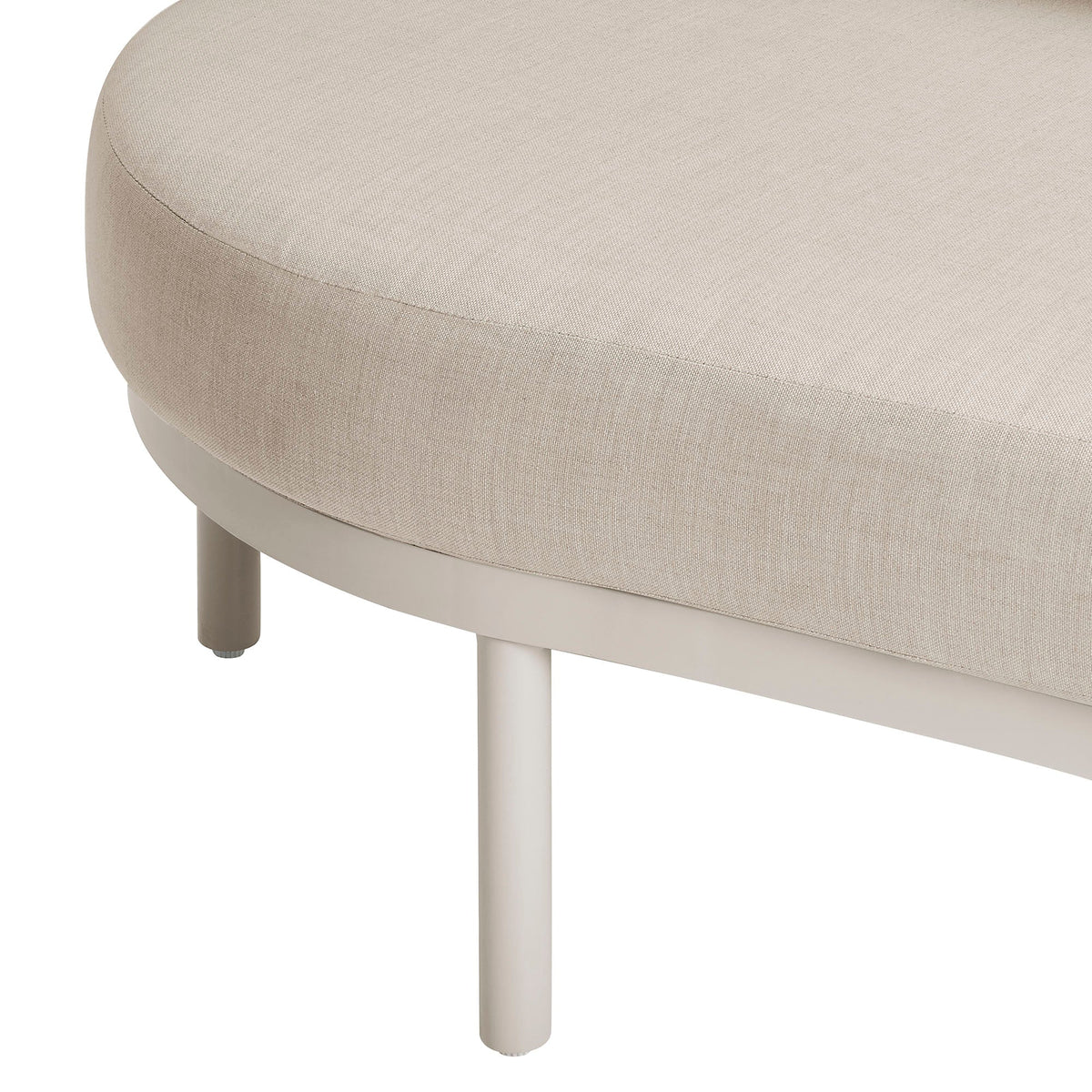 Porta 3 Piece Outdoor Patio Aluminum Modular Sofa cushion close-up in beige fabric with metal legs on Tampa Home & Garden Store