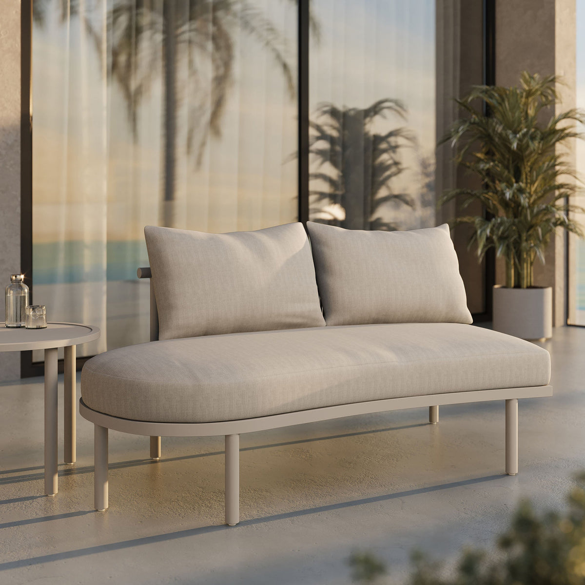 Porta left-arm facing patio modular sofa by Modway with aluminum frame and gray cushions on Tampa Home & Garden Store