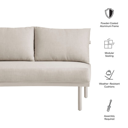 Porta left-arm facing modular sofa with beige cushions and powder-coated aluminum frame on Tampa Home & Garden Store