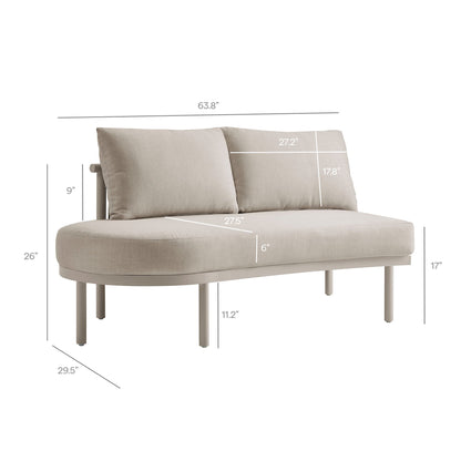 Porta 4 Piece Outdoor Aluminum Modular Sofa Set with beige cushions, four-piece modular seating on Tampa Home & Garden Store