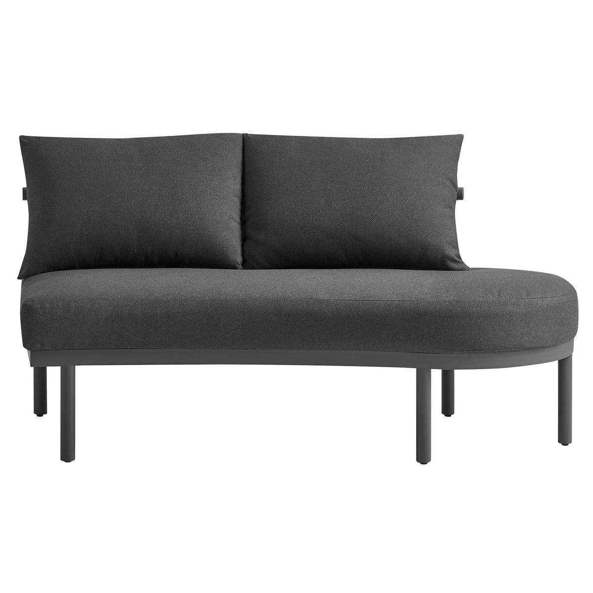 Porta right-arm facing outdoor modular sofa in dark gray aluminum frame with two back cushions on Tampa Home & Garden Store
